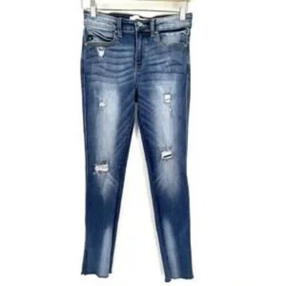 KanCan Denim Blue Jeans 7/27 Distressed Skinny Jean Stretchy - Picture 2 of 6